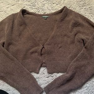 wild fable. cropped sweater. brown. large